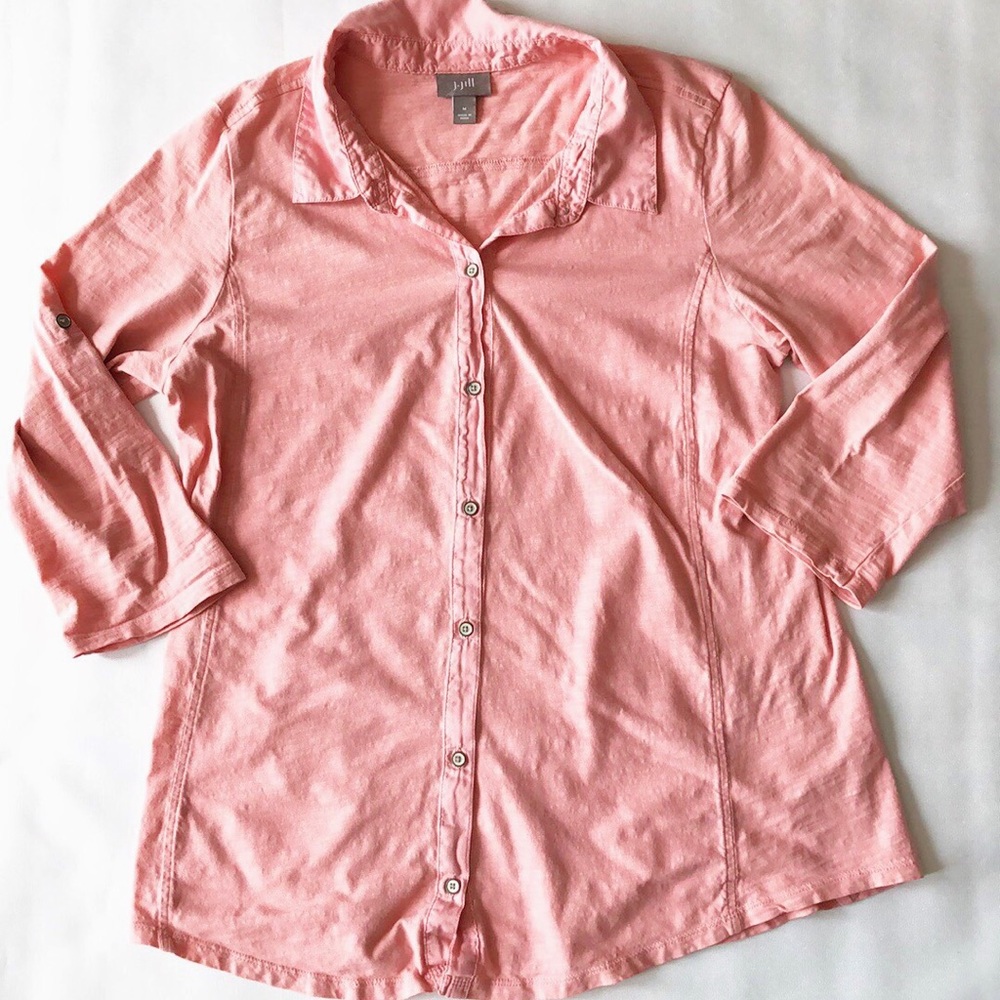 J.jill button up 3/4 sleeve collared shirt